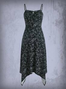 Sam Rose Studio Allover Butterfly Print Asymmetrical Hem Cami Dress - Black - View 1
