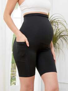 Premaman Pantaloncini da ciclismo con vita ampia con tasca del telefono - nero - Visualizzare 1