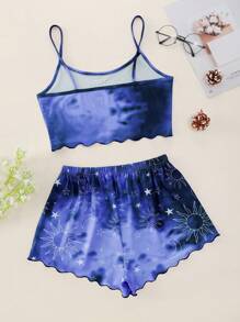 Plus Galaxy Print Tie Dye Pyjama Set - Blue - View 2