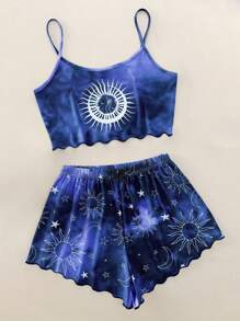 Plus Galaxy Print Tie Dye Pyjama Set - Blue - View 4