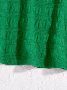 SHEIN Young Girl Loose Butterfly Sleeve Keyhole Back Dress, Suitable For Spring And Summer - Green - View 4