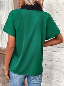 EMERY ROSE 拼接邊蝙蝠袖襯衫 - 彩色 - 查看 2