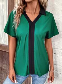 EMERY ROSE 拼接邊蝙蝠袖襯衫 - 彩色 - 查看 3