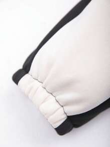 Aesthetic Post 男士字母圖案撞色插肩袖運動衫&腰部抽繩衛褲 - 黑色 - 查看 5