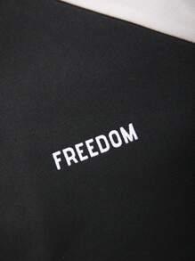 Aesthetic Post 男士字母圖案撞色插肩袖運動衫&腰部抽繩衛褲 - 黑色 - 查看 6