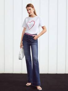 MOTF PREMIUM Camiseta con perla en forma de corazón - Blanco - Ver 9