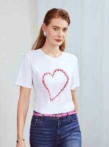 MOTF PREMIUM Camiseta con perla en forma de corazón - Blanco - Ver 5