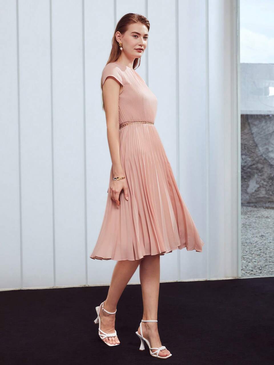 MOTF FLOWY PLEATED DRESS WITHOUT BELT,SUMMER OUTFITS