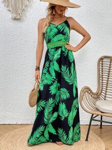 SHEIN VCAY Tropical Print Cami Dress