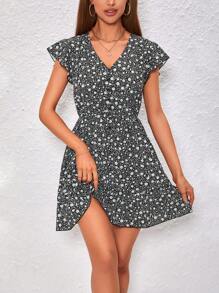 SHEIN VCAY Ditsy Floral Print Dress - Multicolor - View 1