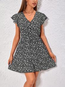 SHEIN VCAY Ditsy Floral Print Dress - Multicolor - View 3