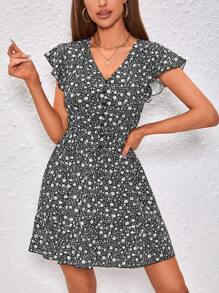 SHEIN VCAY Ditsy Floral Print Dress - Multicolor - View 6