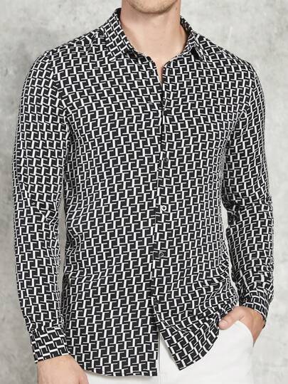 Manfinity VCAY 男士滿版印花襯衫