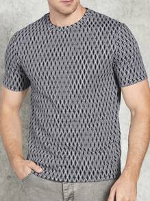 Manfinity Homme Nam In Toàn bộ Áo thun - Xanh và trắng - Xem 1