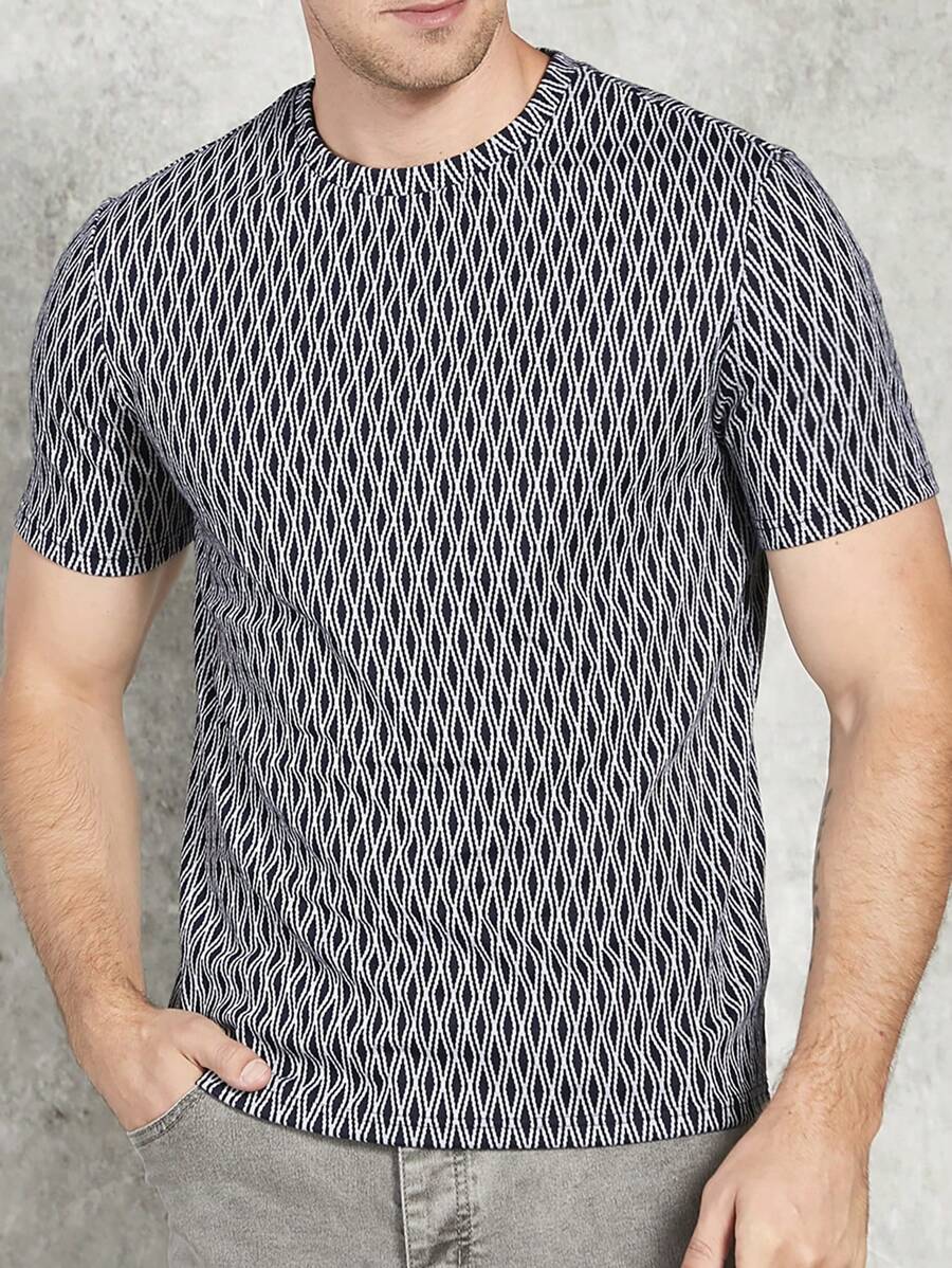 Manfinity Homme Nam In Toàn bộ Áo thun - Xanh và trắng - Xem 1