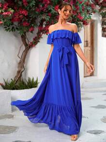 LOVE&LEMONADE Kleid mit Gürtel, Rüschenbesatz,