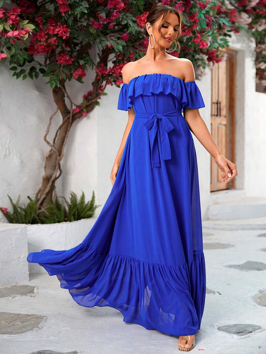 LOVE&LEMONADE Kleid mit Gürtel, Rüschenbesatz,