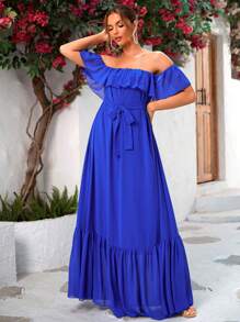 LOVE&LEMONADE Kleid mit Gürtel, Rüschenbesatz,