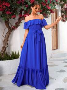 LOVE&LEMONADE Kleid mit Gürtel, Rüschenbesatz,