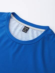 Manfinity Homme Men Ombre Curved Hem Tee Without Necklace - Blue and White - View 5
