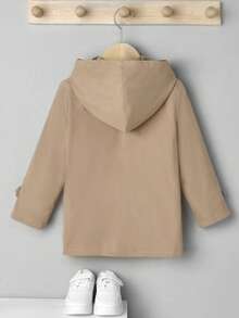 SHEIN Chàng trai trẻ Checkered Lót áo có mũ Chiều dài trung bình Lỏng lẻo Và Thoải mái áo - Màu Khaki - Xem 2