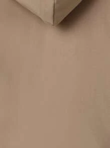 SHEIN Chàng trai trẻ Checkered Lót áo có mũ Chiều dài trung bình Lỏng lẻo Và Thoải mái áo - Màu Khaki - Xem 3