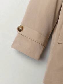SHEIN Chàng trai trẻ Checkered Lót áo có mũ Chiều dài trung bình Lỏng lẻo Và Thoải mái áo - Màu Khaki - Xem 4