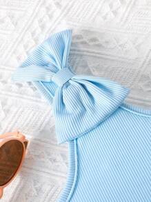 SHEIN 女小童不對稱領上衣和愛心和字母圖案腰帶半身裙 - 淺藍色 - 查看 7