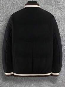 Manfinity Homme 宽松男士字母图案条纹装饰棉服外套（不含毛衣）