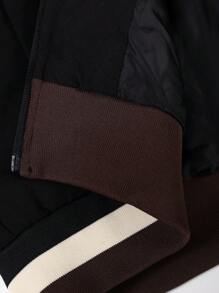 Manfinity Homme 宽松男士字母图案条纹装饰棉服外套（不含毛衣）