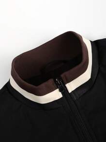 Manfinity Homme 宽松男士字母图案条纹装饰棉服外套（不含毛衣）