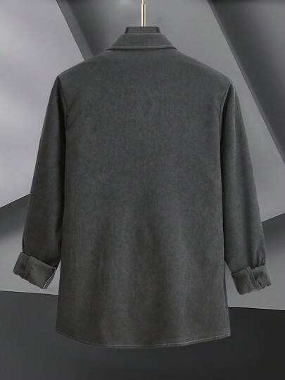 Homme Chemise À Applique Lettre À Poche En Velours Côtelé (Sans T-Shirt)