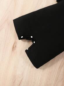 SHEIN Baby Boys' Bear Printed Polo Collar Romper - Black - View 4