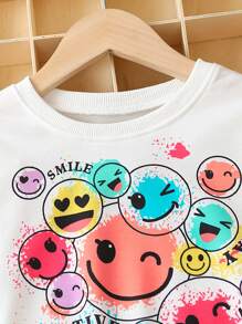 SHEIN 女小童卡通圖案運動衫&緊身打底褲 - 彩色 - 查看 3