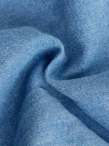 SHEIN Girlism Tween Girl Solid Pleated Denim Skirt