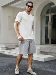 Manfinity Homme Uomo Maglietta monocolore con scollo a V