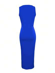 LovelyWholesale Women'S Casual Solid Color Daily Versatile Notch Collar Vest Top And Long Skirt Set Summer