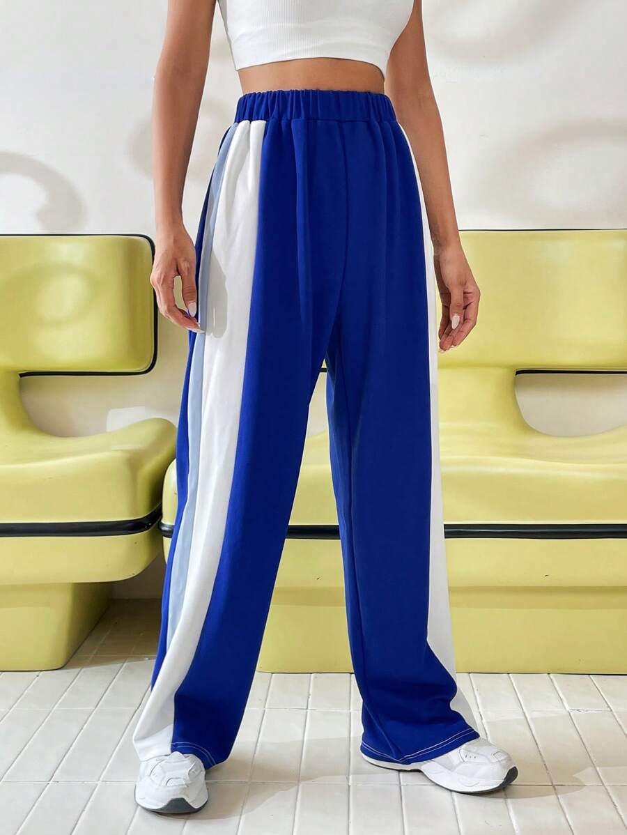 SHEIN Unity 拼接側邊接縫彈性腰帶衛褲 - 藍色 - 查看 1