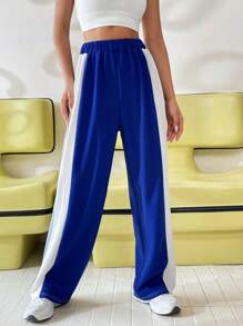 SHEIN Unity 拼接側邊接縫彈性腰帶衛褲 - 藍色 - 查看 4