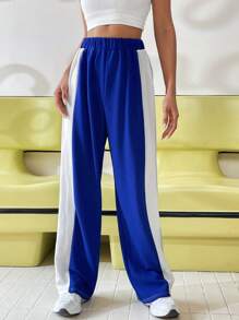 SHEIN Unity 拼接側邊接縫彈性腰帶衛褲 - 藍色 - 查看 5