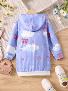 SHEIN Young Girl Unicorn Print Sweatshirt Dress - Mauve Purple - View 2