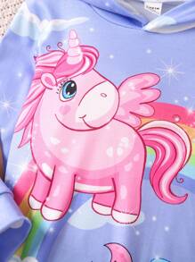 SHEIN Young Girl Unicorn Print Sweatshirt Dress - Mauve Purple - View 4