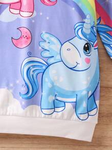 SHEIN Young Girl Unicorn Print Sweatshirt Dress - Mauve Purple - View 5