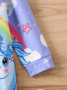 SHEIN Young Girl Unicorn Print Sweatshirt Dress - Mauve Purple - View 6