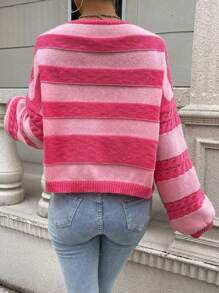 SHEIN Essnce Two Tone Drop Shoulder Cardigan - Pink - View 2