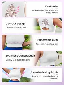 Easithlete 大碼素色運動型胸罩 - 白色 - 查看 3