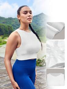 Easithlete 大碼素色運動型胸罩 - 白色 - 查看 5