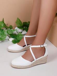歐美女性大碼平底涼鞋在各種各樣顏色適合夏天 - 白色 - 查看 2