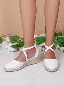 歐美女性大碼平底涼鞋在各種各樣顏色適合夏天 - 白色 - 查看 6