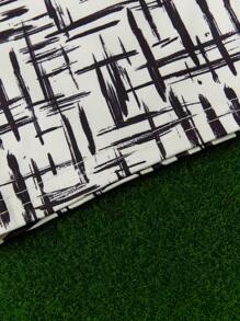 SHEIN 年輕女孩幾何圖案機車短褲 - 黑與白 - 查看 4